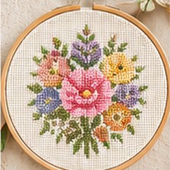 Bouquet de fleurs au point de croix